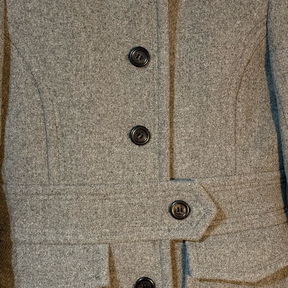 J Crew Women Gray Wool Blend Peacoat Belted Pockets Size 4 EUC - Picture 9 of 11